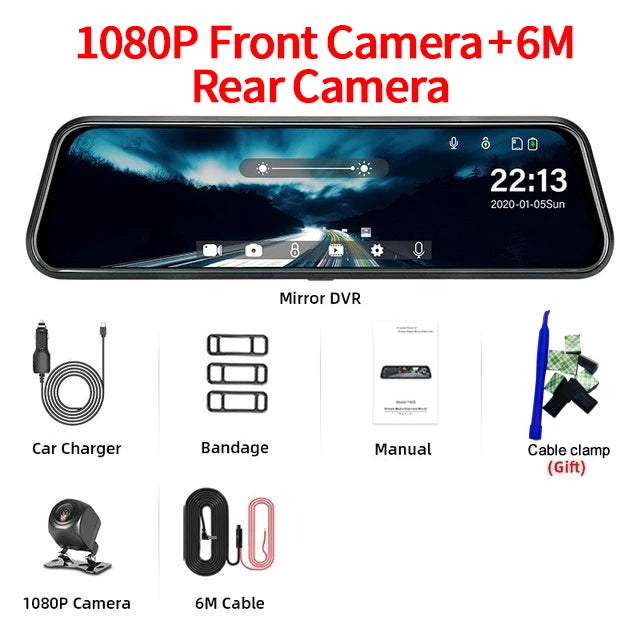 Caméra de tableau de bord à écran tactile avec caméra avant et arrière