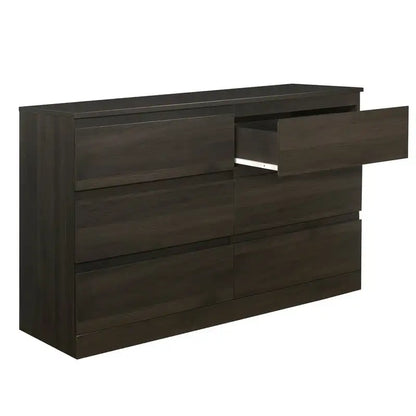 Brindle 6-Drawer Horizontal Dresser- Black Oak