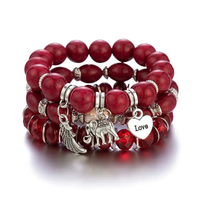 Crystal Love Pendant Beaded Bracelet