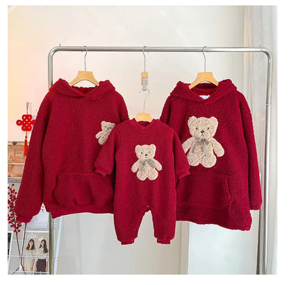 Red Rose Fuzzy Fleece Hoodies for Kid Girls