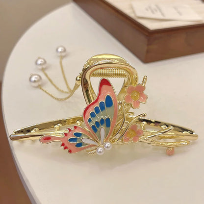 Chic Tassel Butterfly Pearl Clip