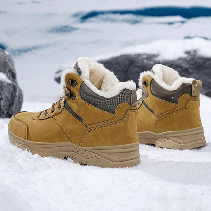 Men's Waterproof Leather Winter Snow Boots