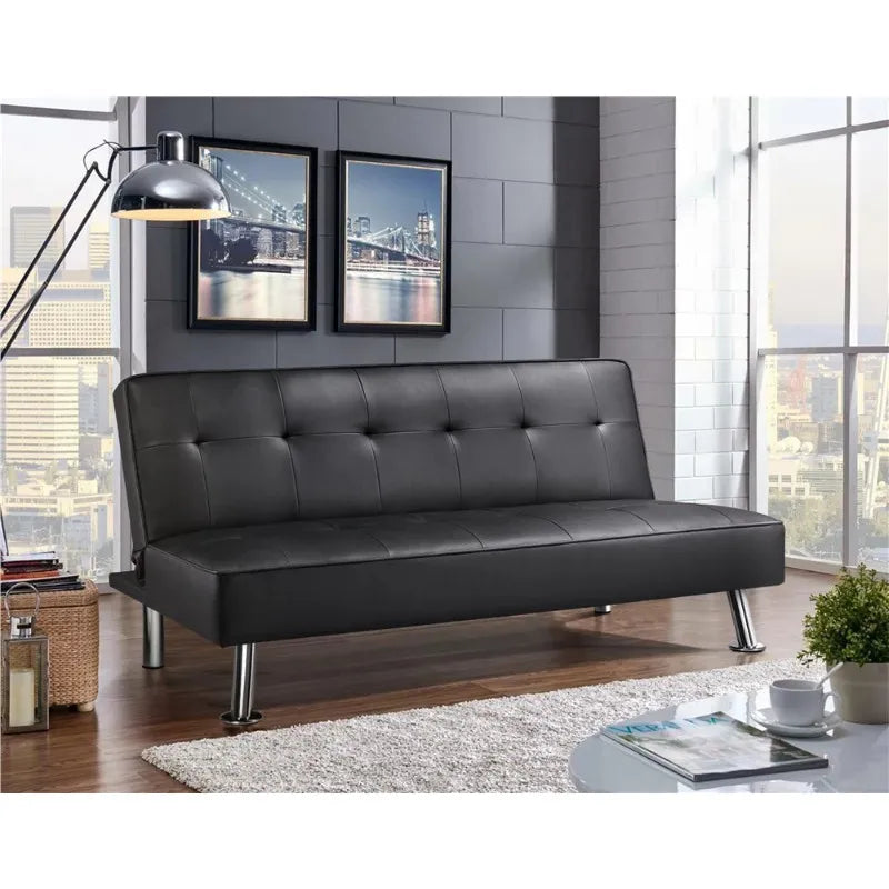 Light Gray Fabric Futon Sofa Set