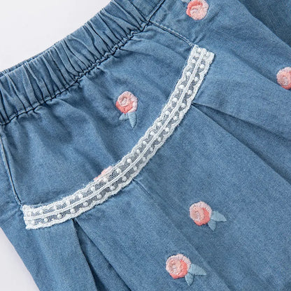 Fashion Print Denim Baby Girl Shorts - Stylish