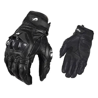 Men's Black Leather Motorcycle Gloves – Racing Style