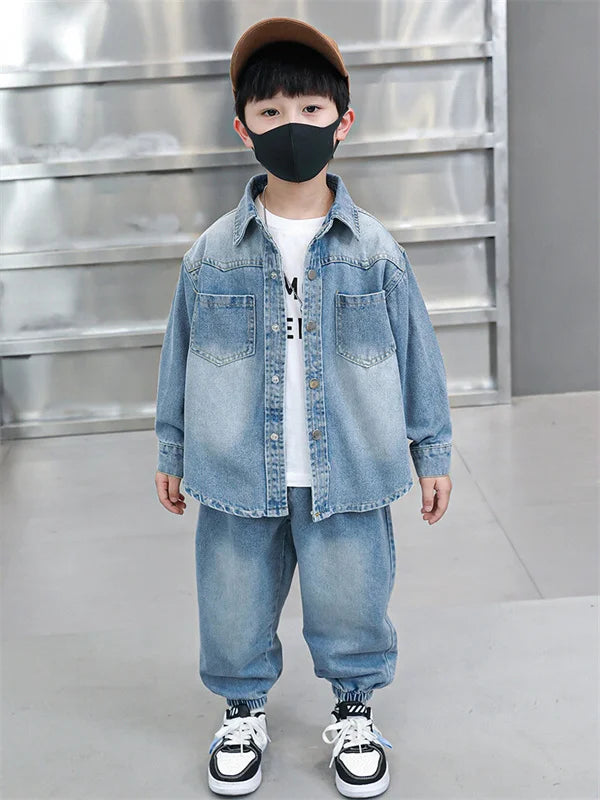 Boys Denim Jacket & Casual Outfit Set