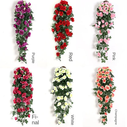 Vigne de roses artificielles suspendues - Fausses fleurs pour mur