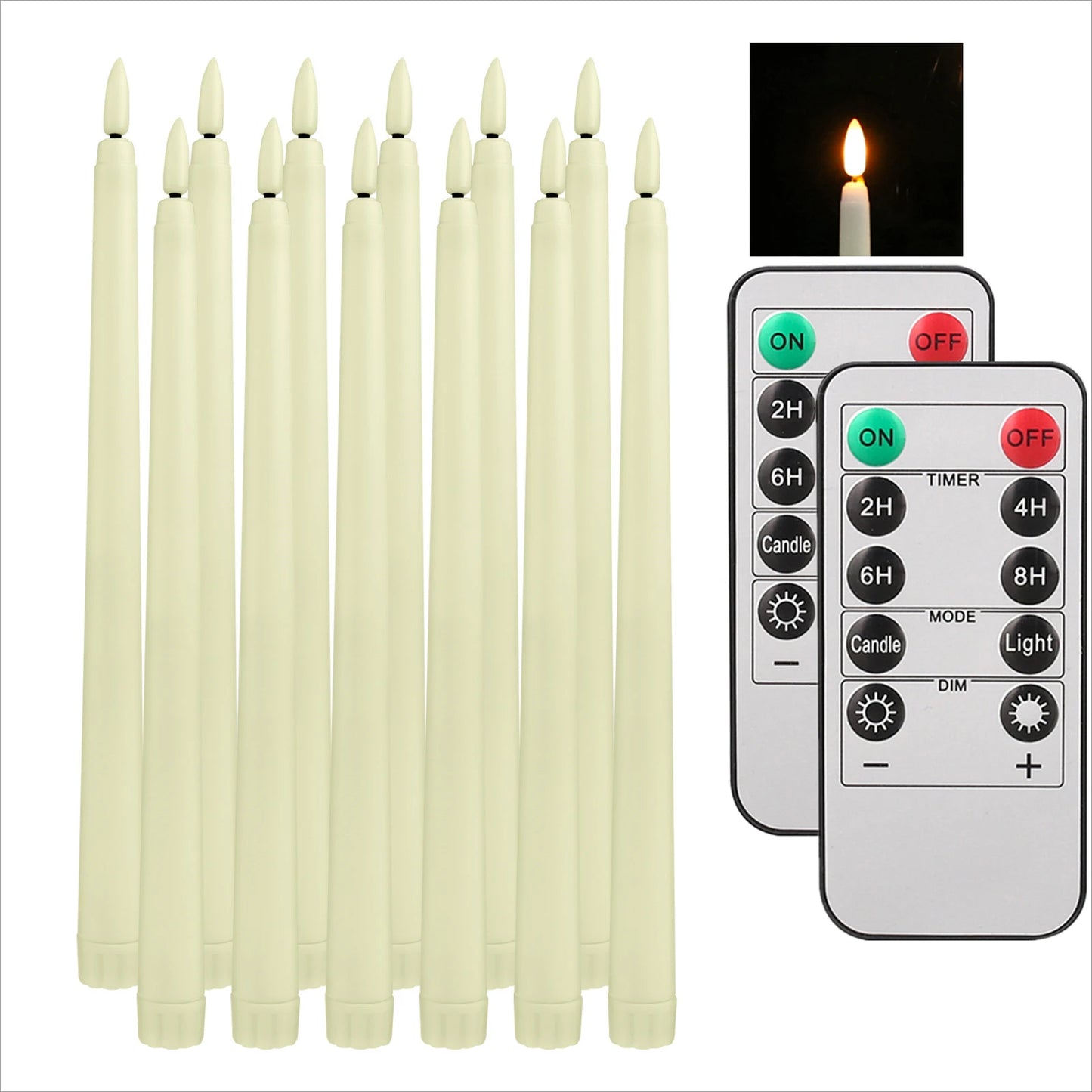 Lot de 4/1 bougies LED sans flamme longues – alimentées par batterie