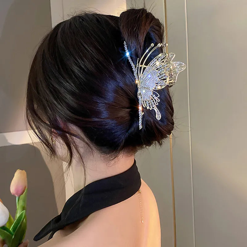 Pince à cheveux papillon en métal pour femme