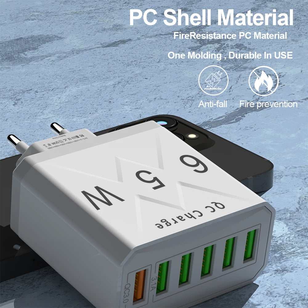 6-Port USB  Fast Charge for All Your Devices