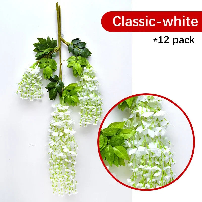 Künstliche Glyzinien-Girlande zum Aufhängen, Rot, 12 Stück