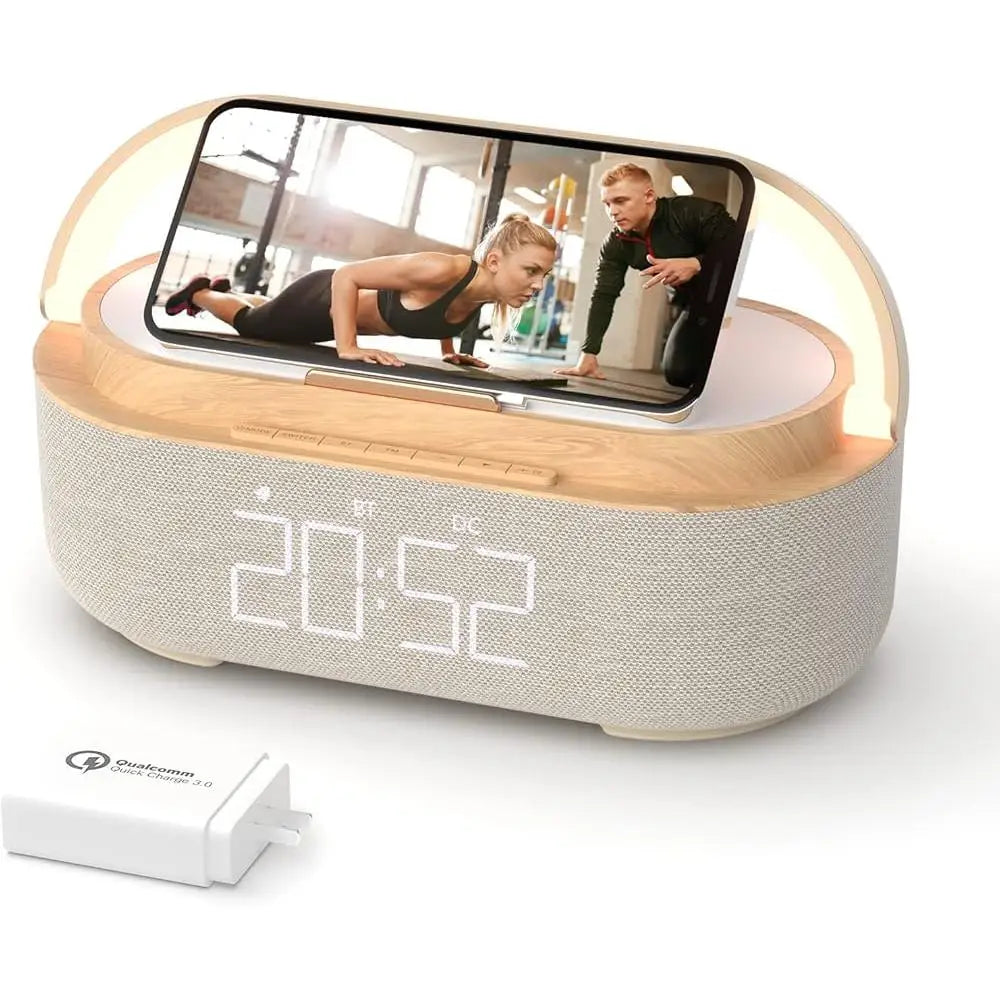 15W Wireless Charger Alarm Clock – Bluetooth Speaker