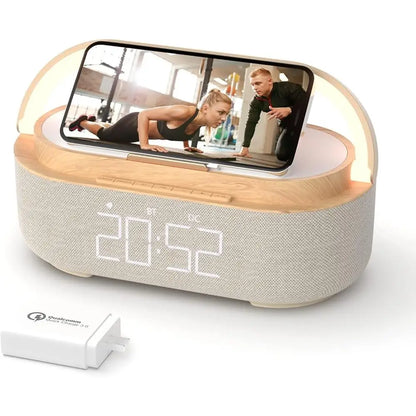 15W Wireless Charger Alarm Clock – Bluetooth Speaker