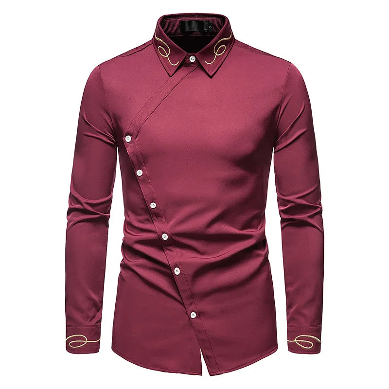 Men Long Sleeve Casual Slim Fit Plus Size  Shirt