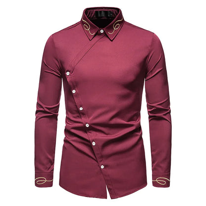 Men Long Sleeve Casual Slim Fit Plus Size  Shirt