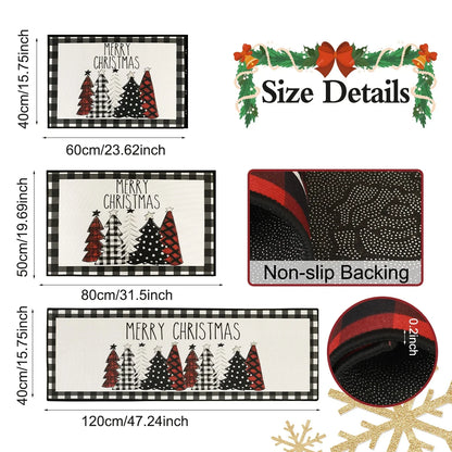 Plaid Christmas Tree Non-Slip Floor Mat