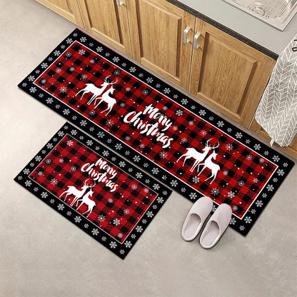 Plaid Christmas Tree Non-Slip Floor Mat