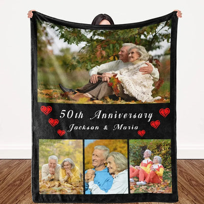 I Love You Custom Blanket with Photo Collage Text Picture Throw Blanket Valentine's Day Birthday Gift