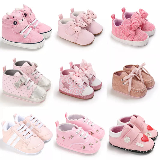 Chaussures bébé à semelle souple princesse rose