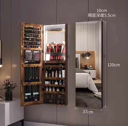 White Vanity Mirror Jewelry Cabinet