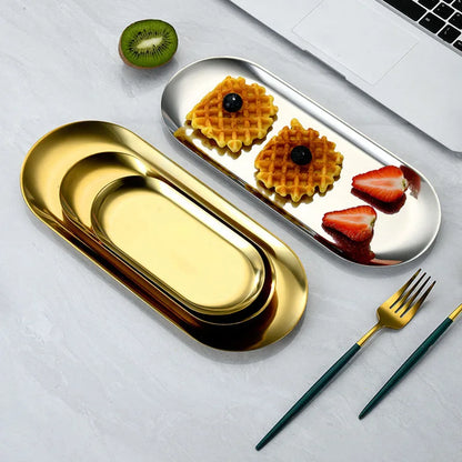 Golden Stainless Steel Tray Set