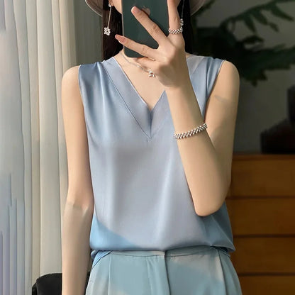 White Vintage Silk Tunic - Blouse for Women