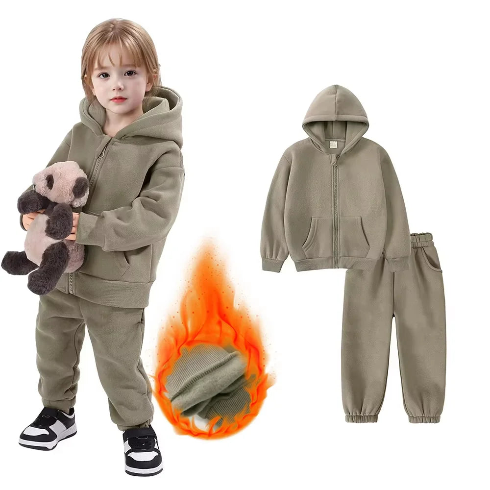 Toddler Winter Clothing with Plush Hooded Sweater