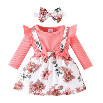 Adorable tenue florale rose pour bébé fille pour le printemps et l'automne