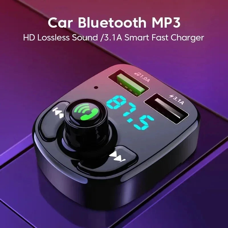Transmetteur FM de voiture Bluetooth 5.0 avec lecteur MP3, chargeur USB et appels mains libres