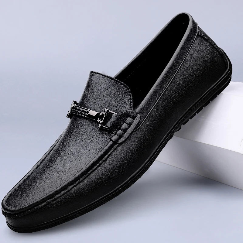 Flacher Herren-Loafer aus echtem Leder