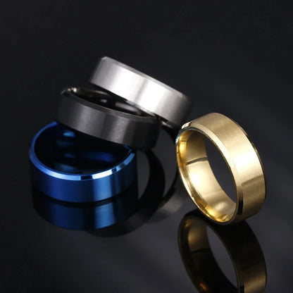 Classic 8mm Brushed Stainless Steel Ring – 4 Colors Wedding Band