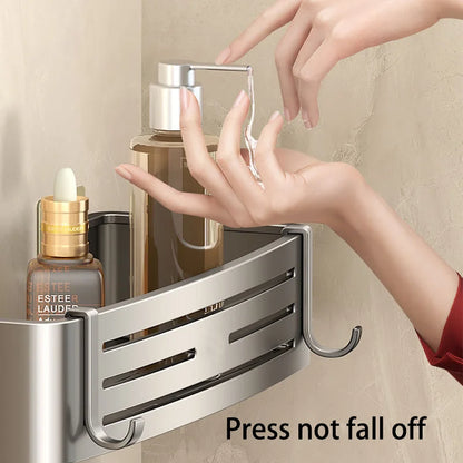 No-Drill Aluminum Bathroom Shelf and Towel Rack