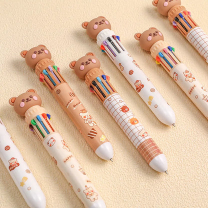 10-Color Cartoon Bear Gel Pen