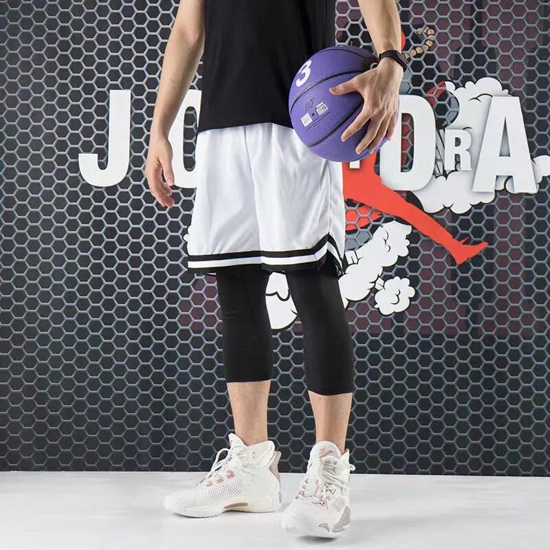 Knee Length Basketball Shorts Men Striped Loose