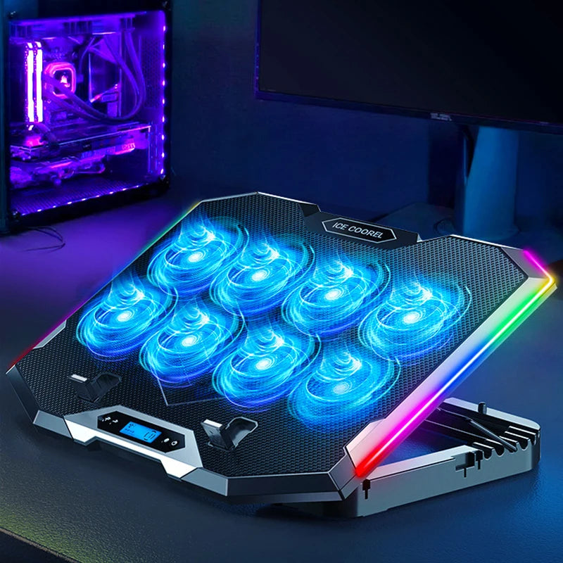 17-Inch Gaming Laptop Cooler with LED - 6 Fans