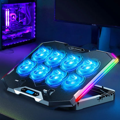 17-Inch Gaming Laptop Cooler with LED - 6 Fans
