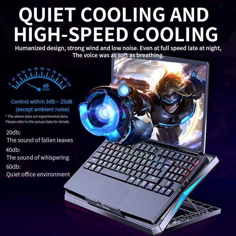 Gaming Laptop Cooler with 6 Fans & Adjustable Height