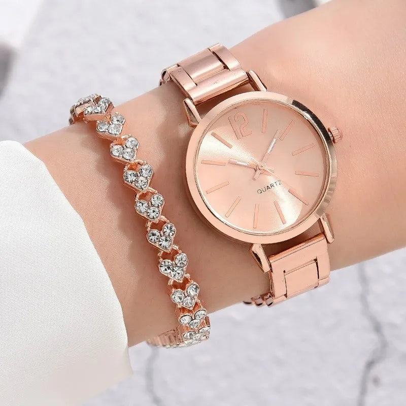 Gold Bracelet Watch Set
