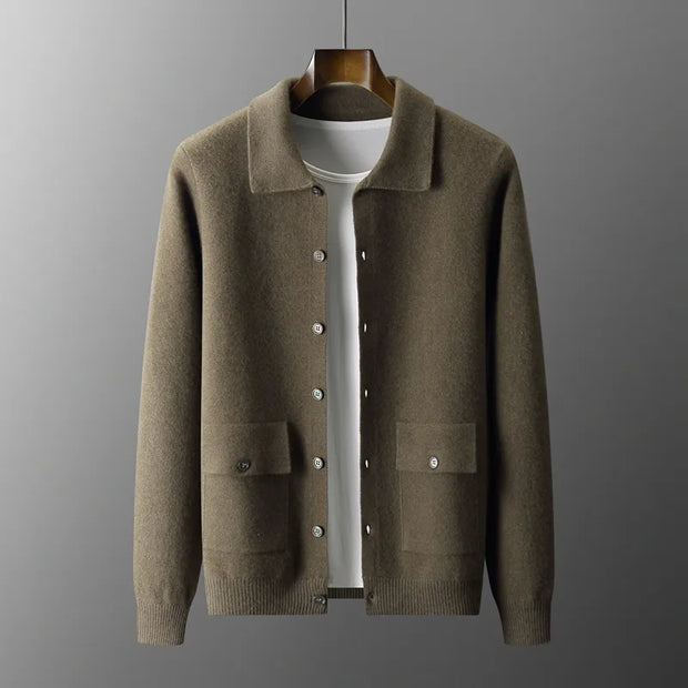 Merino Wool Men's Lapel Cardigan Jacket