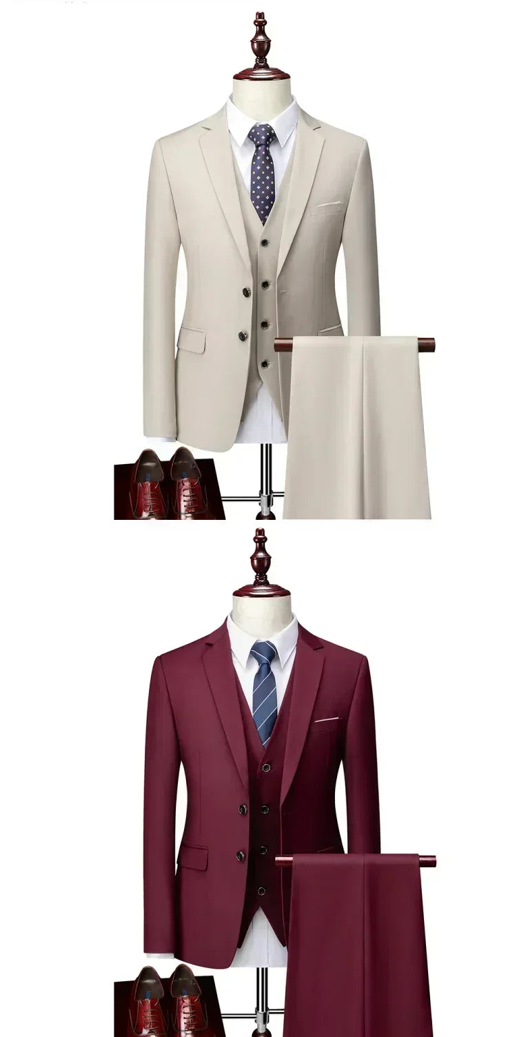 Lässiger dreiteiliger Hochzeitsanzug für Herren