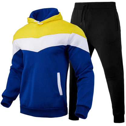 Herbst/Winter Herren Sport Hoodie Set - 3-Farben Block Hoodie &amp; Hose