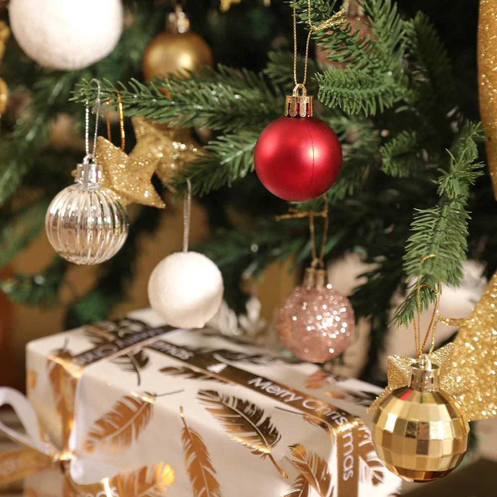 24 boules à suspendre pour arbre de Noël de 6 cm - Décorations de Noël