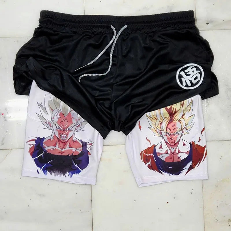 Sportshorts mit Dragon Ball- und One Piece-Anime-Print