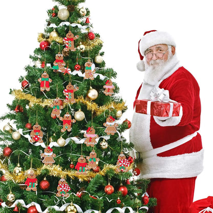 12 Assorted Plastic Gingerbread Man Ornaments for Tree Decor