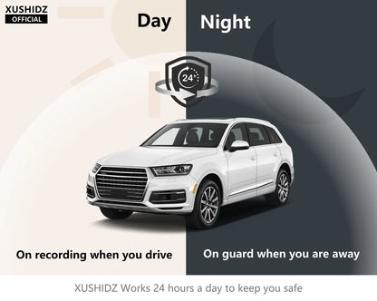 Caméra de tableau de bord avec caméra de stationnement DVR à double canal et vision nocturne, capteur G et WIFI
