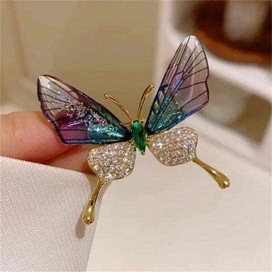 Pince à cheveux libellule papillon métal strass gland