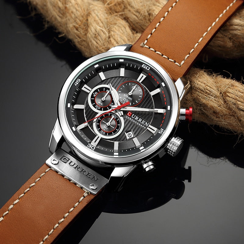 Chrono Sport Men's Leather Watch