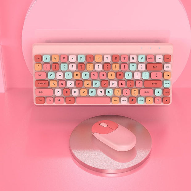 Cute Lipstick Pink Keyboard & Mouse Set