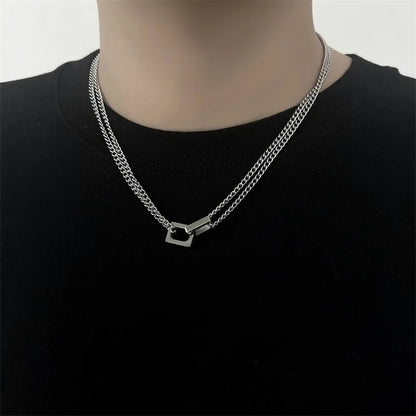 Collier unisexe double couche en forme d'étoile en zircon 