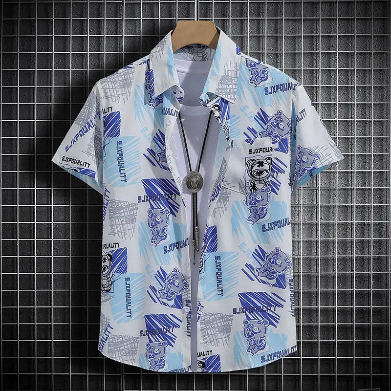 Summer Short-Sleeved Print Men's Tracksuits